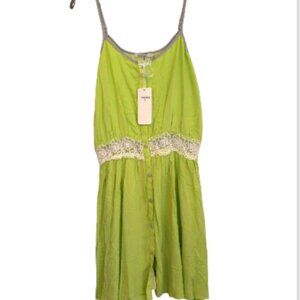 Lucy & Co Women's Sundress lined Size Large (Eu 42)Neon green Cutout Lace